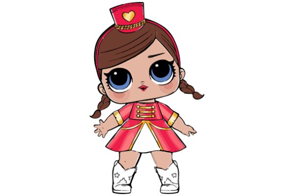 A Cute Cartoon Character in a Red Dress and White Boots