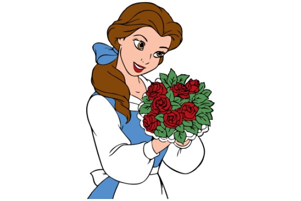 A Disney Princess with a Bouquet of Roses