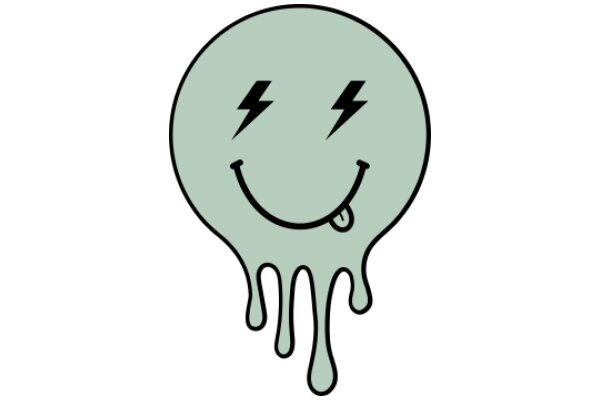 A Whimsical Illustration of a Smiling Puddle with Electric Bolts for Eyes