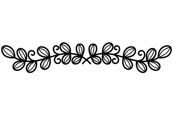 Stylized Black Floral Design on a White Background