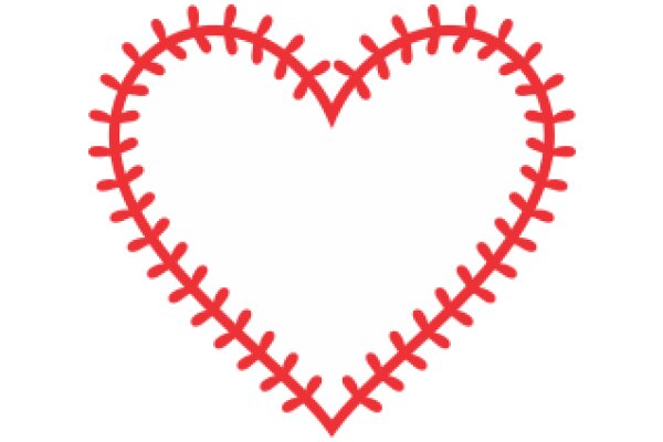 Vibrant Red Stitch Heart Emblem