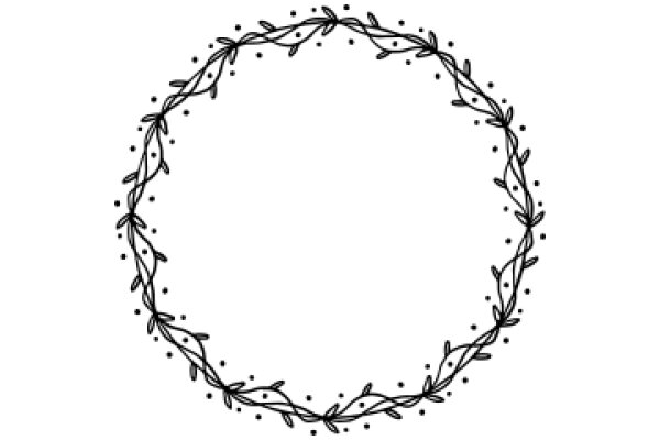 Elegant Black Line Art: A Simple, Stylized Floral Wreath