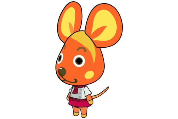 An Adorable Orange Cartoon Character with Big Ears and a Bow Tie