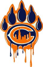 Vivid Orange and Blue Paw Print with a City Skyline