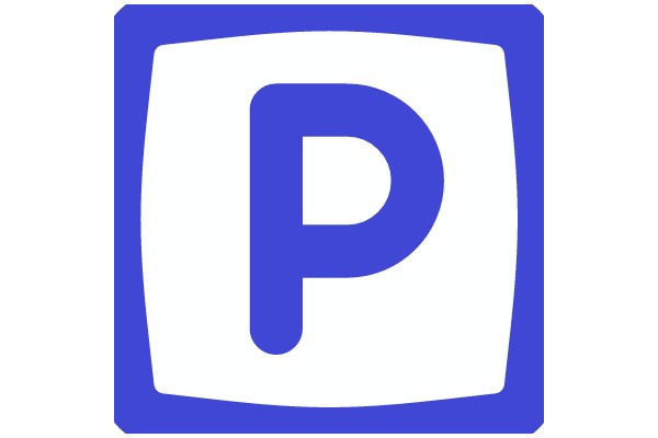 Stylized Blue Letter 'P' with a White Outline