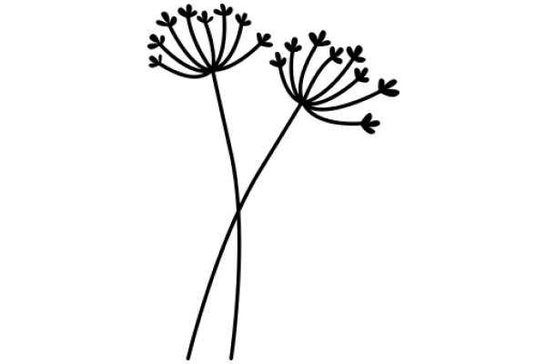 Simplistic Line Drawing of a Dandelion