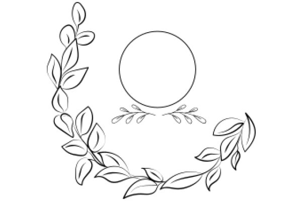 Stylized Floral Wreath with a Circle at the Center