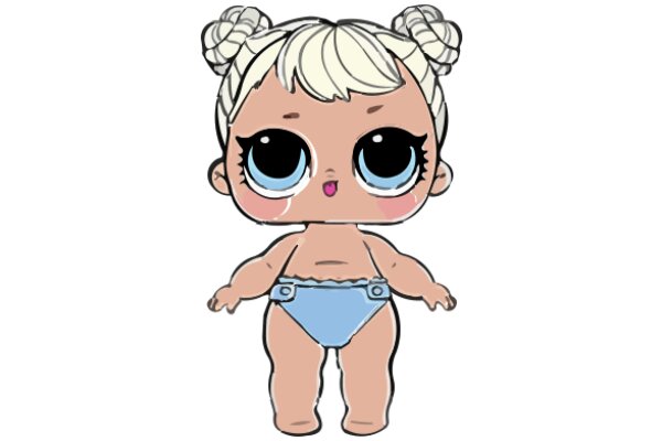 An Adorable Cartoon Character: A Blonde-Haired Baby in a Blue Swimsuit