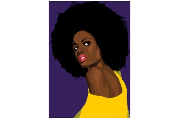 Stylized Portrait of a Woman with Afro Hair and a Yellow Top