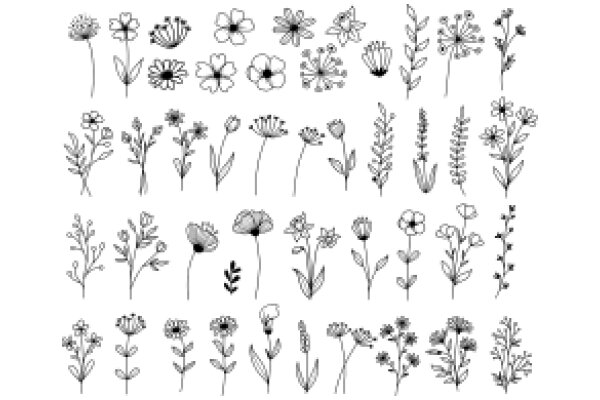 A Collection of Floral Line Drawings