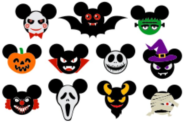 A Collection of Spooky Mickey Mouse Character Emojis