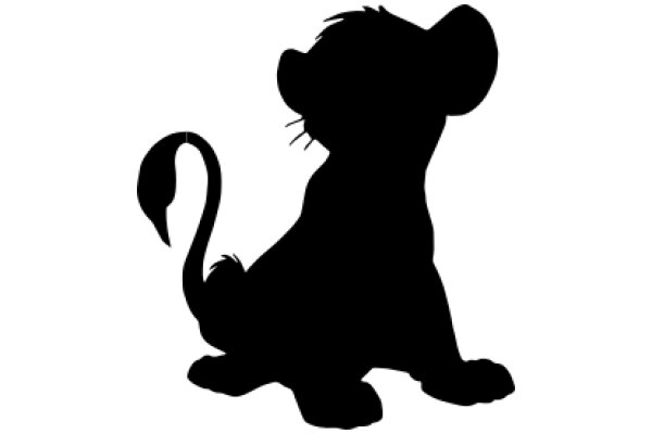 A Silhouette of a Mouse with a Tail, Standing on a White Background