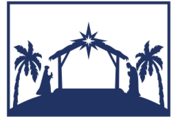 A Silhouette of a Serene Beach Scene with a Star and Palm Trees