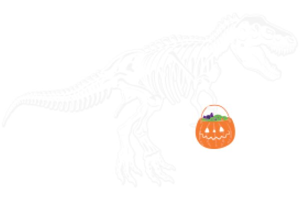 Halloween Fun: A T-Rex Carrying a Pumpkin Basket