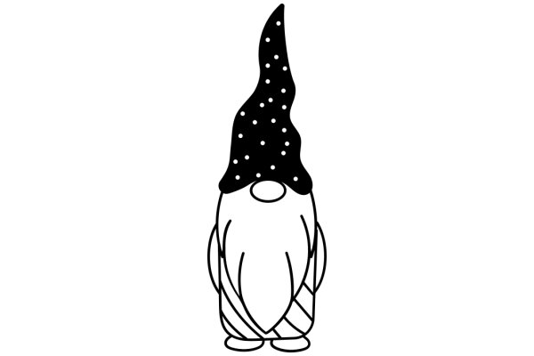 A Whimsical Illustration of a Cone-Shaped Character with a Pointy Hat and Dots