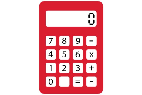 Digital Calculator with Red Border and White Numbers