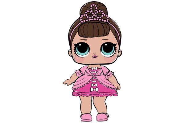 A Cute Cartoon Character with a Pink Dress and a Pink Crown