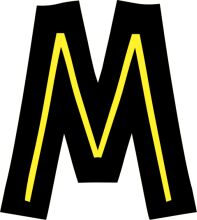 Stylized Letter 'M' with Yellow Outline