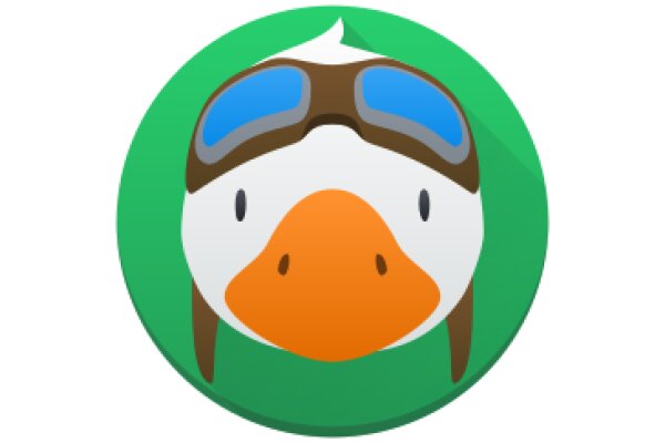 Digital Art: A Pixelated Duck with Goggles and a Green Circle