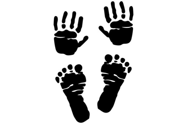 A Trio of Black Footprints on a White Background