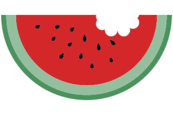 Vibrant Watermelon Illustration with Black Seeds and Green Rind