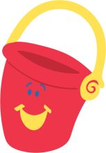 A Friendly Red Bucket with a Yellow Handle and a Smile