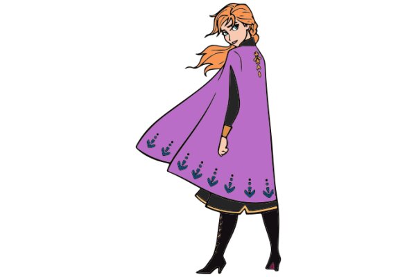 Stylish Animation: A Purple Cape with Blue Designs