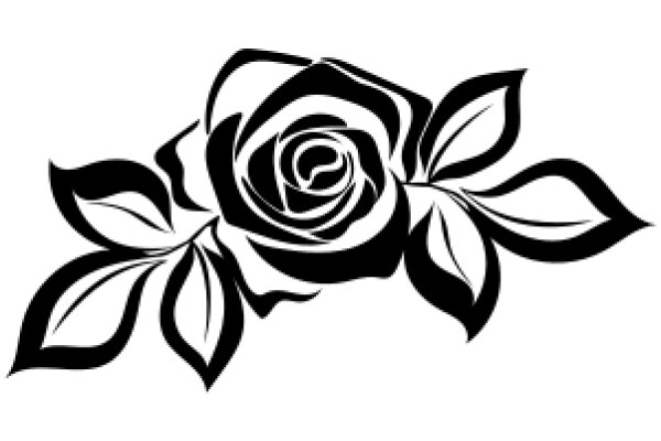 Elegant Black Rose with Leaves Design