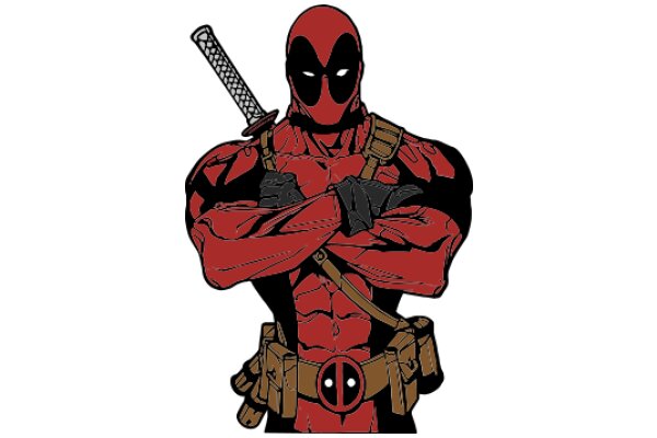 Deadpool's Ready-for-Action Pose with Sword