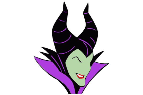 Stylized Cartoon Character with Purple Horns and Purple Hair