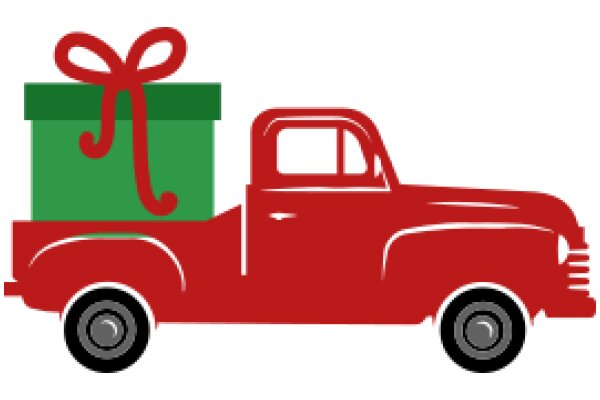 A Festive Christmas Delivery: A Red Truck with a Gift-Wrapped Present