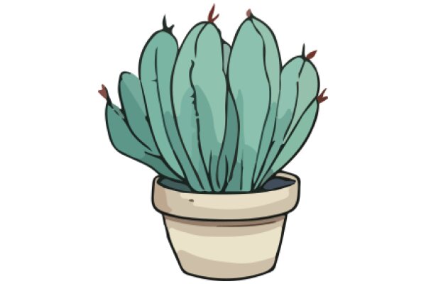 A Cute Illustration of a Potted Cactus