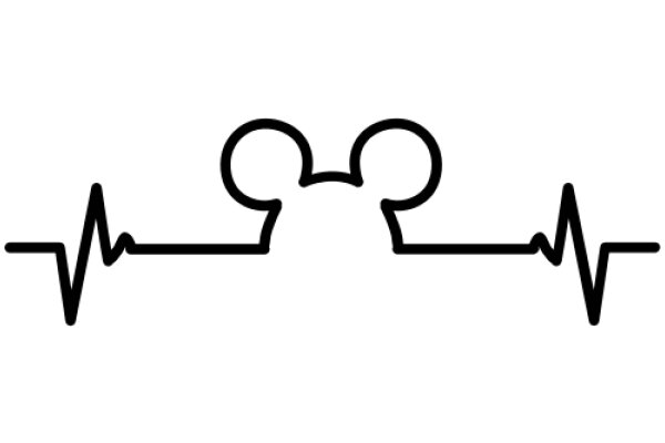 Simplistic Line Art of Mickey Mouse Ears with Heartbeat Line