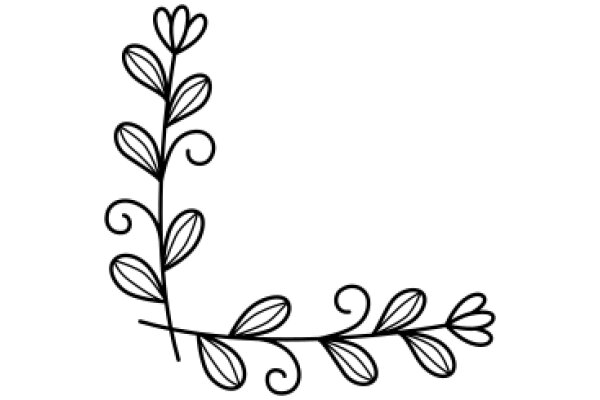 Elegant Black Line Drawing of a Flowering Plant