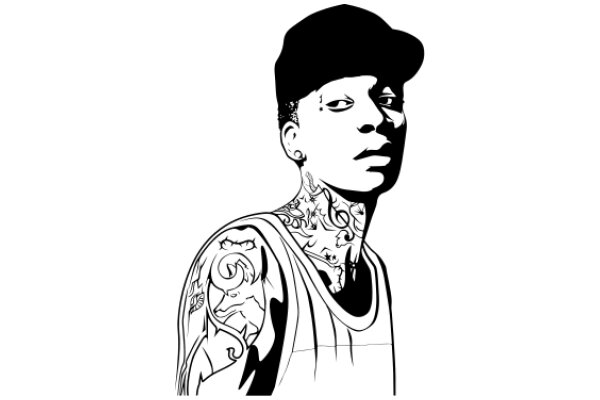 Portrait of a Man with Tattoos and a Hat