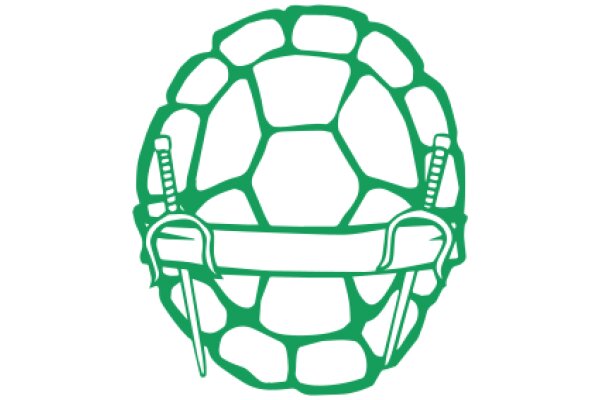 A Green Soccer Ball with a Pair of Swords