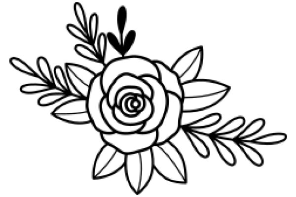 Stylized Floral Design with a Rose at the Center