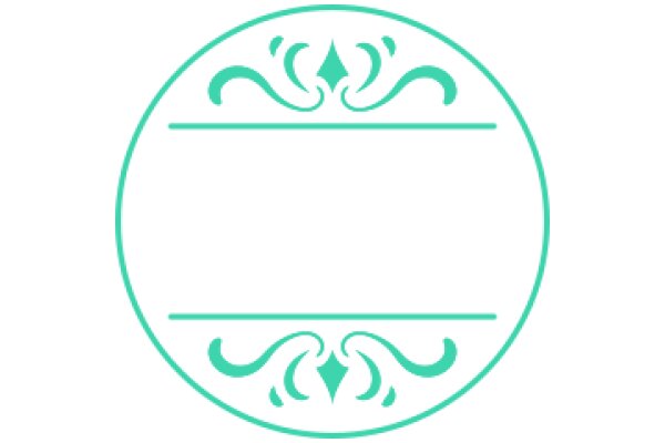 A Circular Design with a Teal Border and Floral Patterns