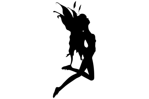 Silhouette of a Dancer with a Fluttering Butterfly