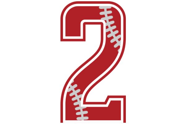 Stylized Red and White Baseball Number Two