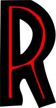 Stylized Letter 'R' with a Red Outline