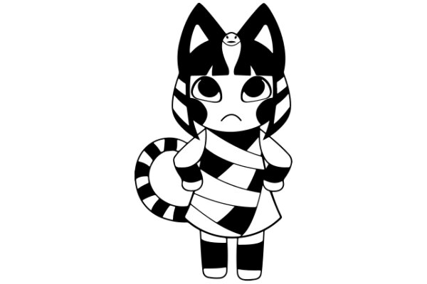 Stylish Cartoon Character: A Fashionable Cat with a Human-like Attitude