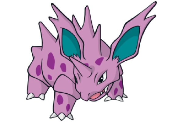 Vivid Purple Pokémon with Spiky Hair and Blue Ears