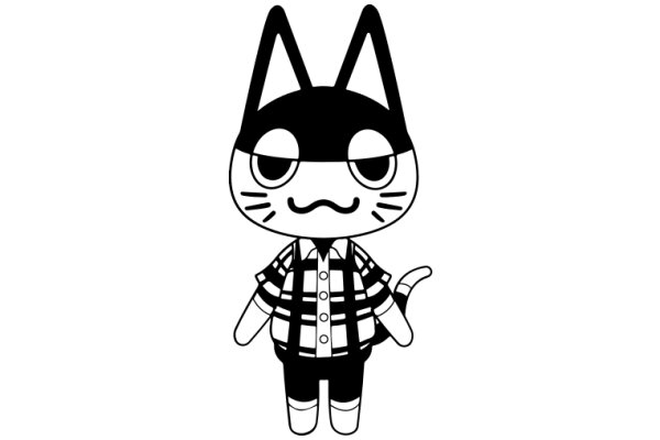 Adorable Cartoon Cat with a Stylish Shirt and Bowtie