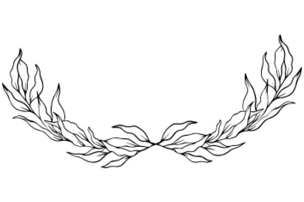 Stylized Artwork of a Floral Branch with Leaves and Flower