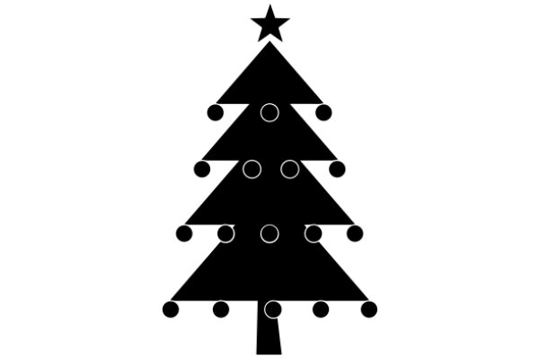 Simplistic Christmas Tree Icon with Circles