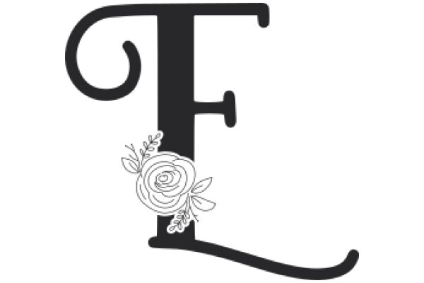 Stylized Letter 'F' with Floral Accent