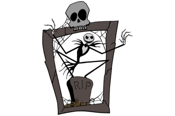 A Whimsical Halloween Scene: A Skeleton's Spooky Adventure