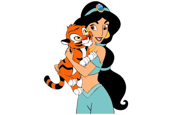 A Heartwarming Moment: A Disney Princess and Her Orange Tiger Companion