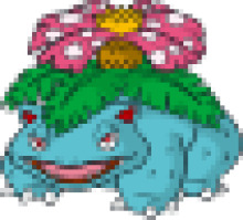 A Whimsical Illustration of a Blue Pokémon with a Flower Crown